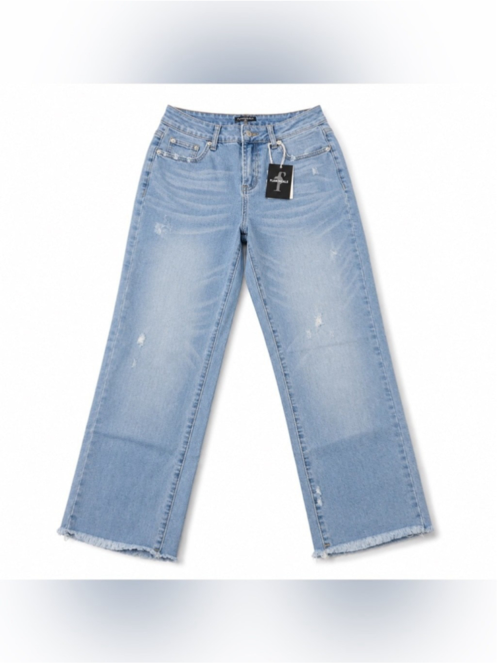 Flamingals light wash distress denim jeans size S FG15-37